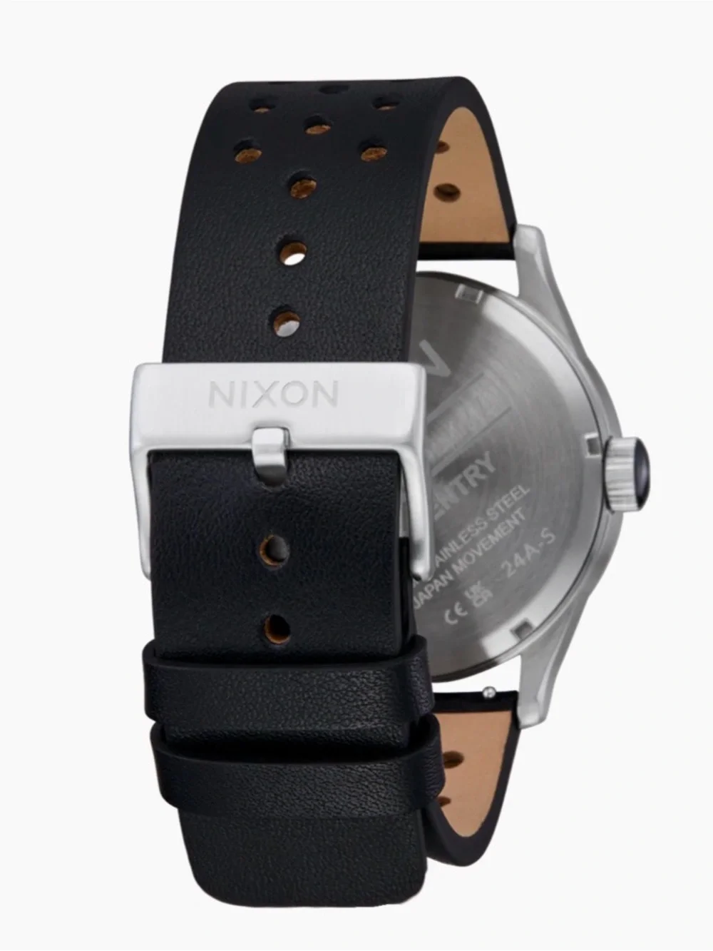 Nixon Sentry leather and stainless steel watch